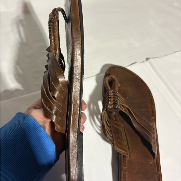 Frye Brown Braided Leather Toe-Loop Sandals - Picture 9 of 11